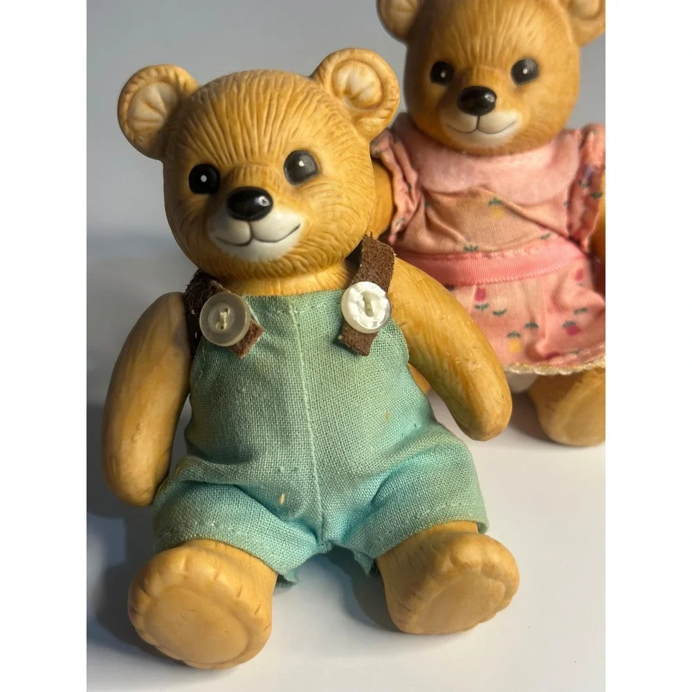 VTG 90s HOMCO Teddy Bear Porcelain Collectible Ceramic Figurines 2Pcs Home Decor